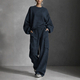 Lazy Style Lantern Sleeve Top And Cargo Wide-Leg Pants Two-Piece Set