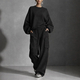 Lazy Style Lantern Sleeve Top And Cargo Wide-Leg Pants Two-Piece Set