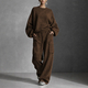 Lazy Style Lantern Sleeve Top And Cargo Wide-Leg Pants Two-Piece Set