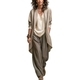 Khaki Irregular Cardigan And Wide-Leg Pants 3-Piece Set