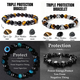 Natural Tiger's Eye & Black Obsidian Beaded Bracelet For Men