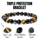 Natural Tiger's Eye & Black Obsidian Beaded Bracelet For Men