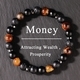 Natural Tiger's Eye & Black Obsidian Beaded Bracelet For Men