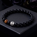 Tumbled Iron Stone Obsidian-Perlenarmband für Herren
