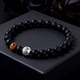Tumbled Iron Stone Obsidian-Perlenarmband für Herren