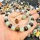 Natur-Tigerauge-Perlenarmband grüner Wohlstandsschmuck