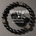Black Volcanic Stone Bead Bracelet For Men