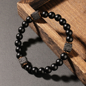 Black Volcanic Stone Bead Bracelet For Men