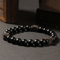 Black Volcanic Stone Bead Bracelet For Men