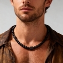 Black Volcanic Stone Bead Bracelet For Men