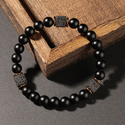 Black Volcanic Stone Bead Bracelet For Men