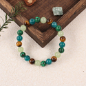 Natural Stone Tiger Eye Bracelet With Malachite Contrast Color