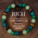 Natural Stone Tiger Eye Bracelet With Malachite Contrast Color