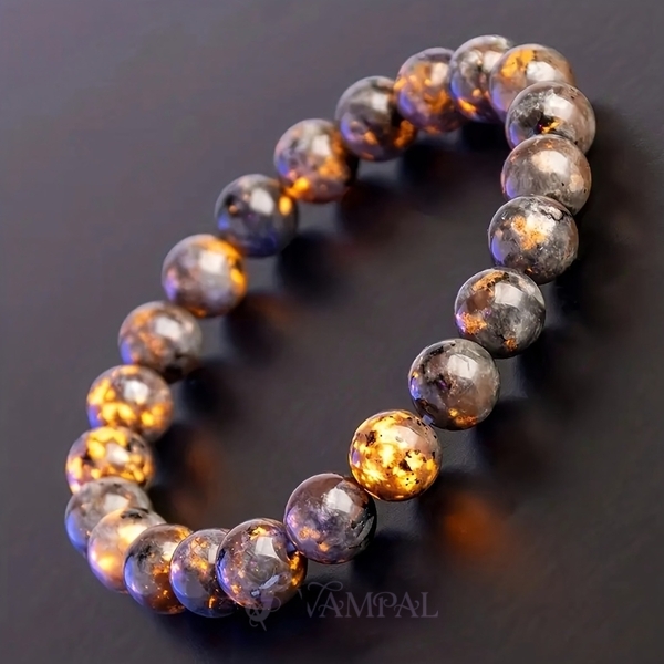 UV Glowing Natural Flame Stone Beaded Bracelet For Men