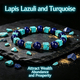 L2304-New Bracelet Natural Stone Beaded Bracelet Lapis Lazuli Blue Turquoise Square Beads