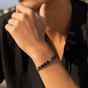 L2278-New Bracelet Men's Black Glass Cube & Turquoise Beaded Bracelet