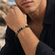 L2278-Neues Armband für Herren, schwarzer Glaswürfel & Türkis-Perlenarmband