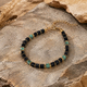 L2278-Neues Armband für Herren, schwarzer Glaswürfel & Türkis-Perlenarmband