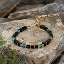 L2278-New Bracelet Men's Black Glass Cube & Turquoise Beaded Bracelet
