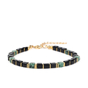 L2278-New Bracelet Men's Black Glass Cube & Turquoise Beaded Bracelet