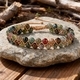 Bohemian-Armband, zweilagig gewebt mit Achatperlen