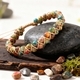 Bohemian-Armband, zweilagig gewebt mit Achatperlen