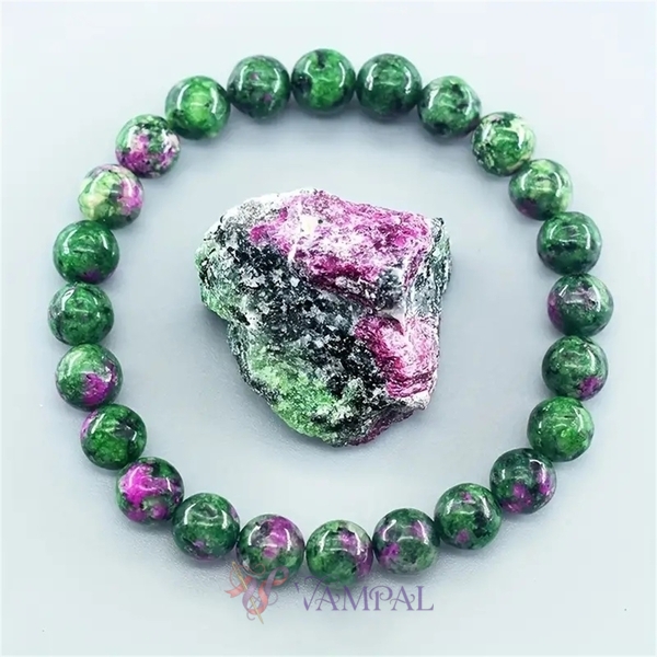 Armband aus natürlichem Stein mit roten und grünen Perlen für Damen
