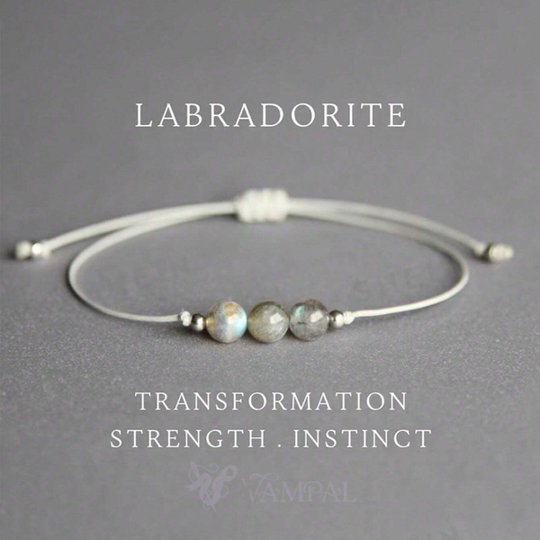 Armband aus natürlichem Mondstein mit gewebter Kordel für Damen