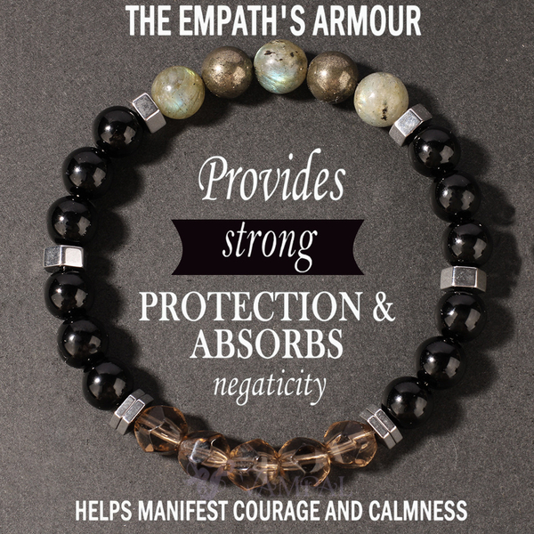 Natural Pyrite Smoky Quartz Beaded Bracelet For Men