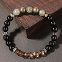 Armband aus natürlichem Pyrit und Rauchquarz mit Perlen für Herren