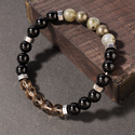 Armband aus natürlichem Pyrit und Rauchquarz mit Perlen für Herren
