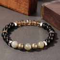 Armband aus natürlichem Pyrit und Rauchquarz mit Perlen für Herren
