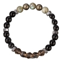 Armband aus natürlichem Pyrit und Rauchquarz mit Perlen für Herren