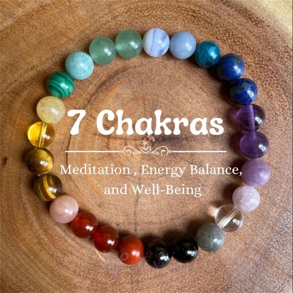 Regenbogen-7-Chakra-Armband aus natürlichem Stein mit Perlen