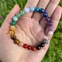 Regenbogen-7-Chakra-Armband aus natürlichem Stein mit Perlen