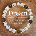 Armband mit weißem Türkis, Lavastein und Perlenkette