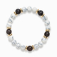 Armband mit weißem Türkis, Lavastein und Perlenkette