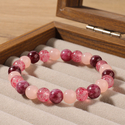 Armband aus natürlichem Erdbeerquarz & Granat mit Perlen