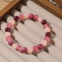 Armband aus natürlichem Erdbeerquarz & Granat mit Perlen