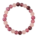 Armband aus natürlichem Erdbeerquarz & Granat mit Perlen