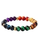 Handgefertigtes rundes Armband mit Perlen, Imitation Tigerauge Regenbogen
