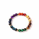 Handgefertigtes rundes Armband mit Perlen, Imitation Tigerauge Regenbogen