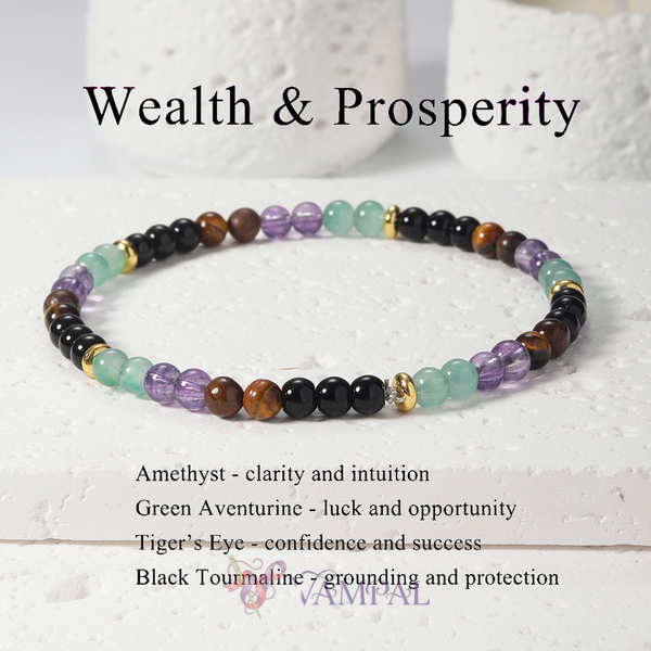 4Mm Armband mit Kristallperlen, Amethyst und Tigerauge natürlicher Stein