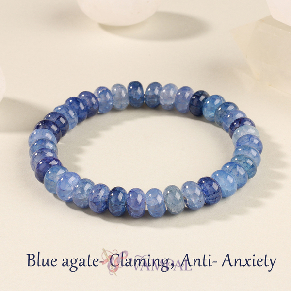 Aquamarine Blue Cracked Ice Beaded Bracelet