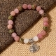 Rhodonit-Rosenquarz-Armband mit Perlen für Damen, natürlicher Stein, sieben Chakra, Lotus