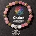 Rhodonit-Rosenquarz-Armband mit Perlen für Damen, natürlicher Stein, sieben Chakra, Lotus