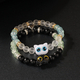 Zweiteiliges Glas-Magnetarmband-Set mit Katzen- und Herzperlen