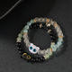 Zweiteiliges Glas-Magnetarmband-Set mit Katzen- und Herzperlen