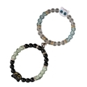 Zweiteiliges Glas-Magnetarmband-Set mit Katzen- und Herzperlen