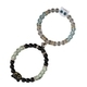 Zweiteiliges Glas-Magnetarmband-Set mit Katzen- und Herzperlen
